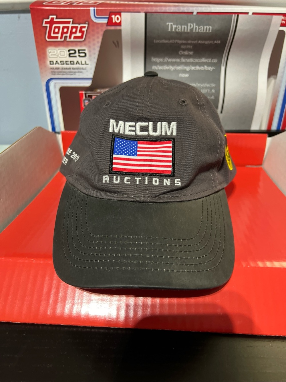 Topps Men's Black Mecum Auctions Baseball Cap with American Flag Patch